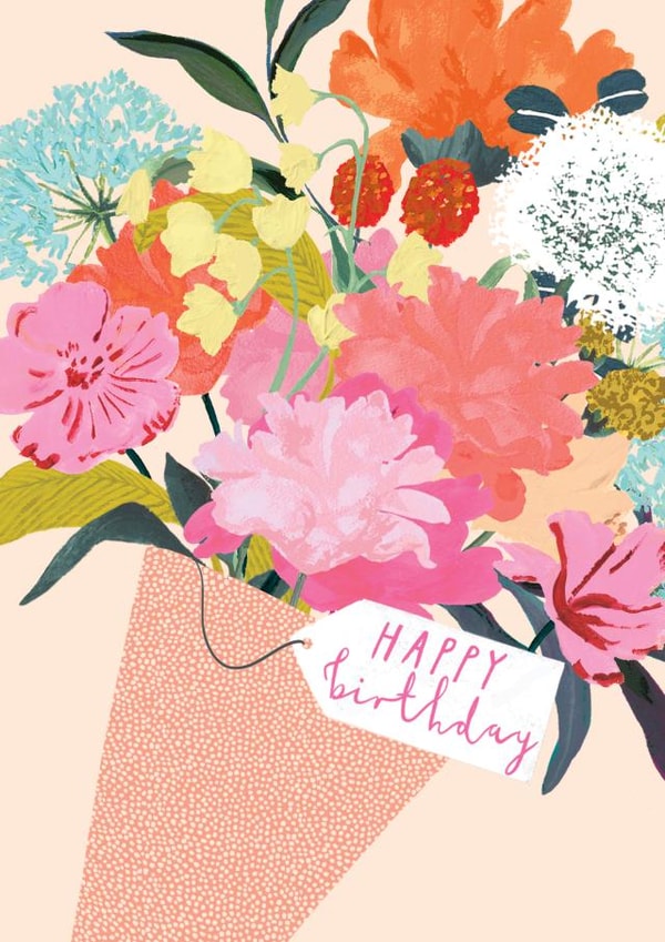 Pretty Floral Birthday Card - For Her - Bunch Of Flowers created by Louise Tiler