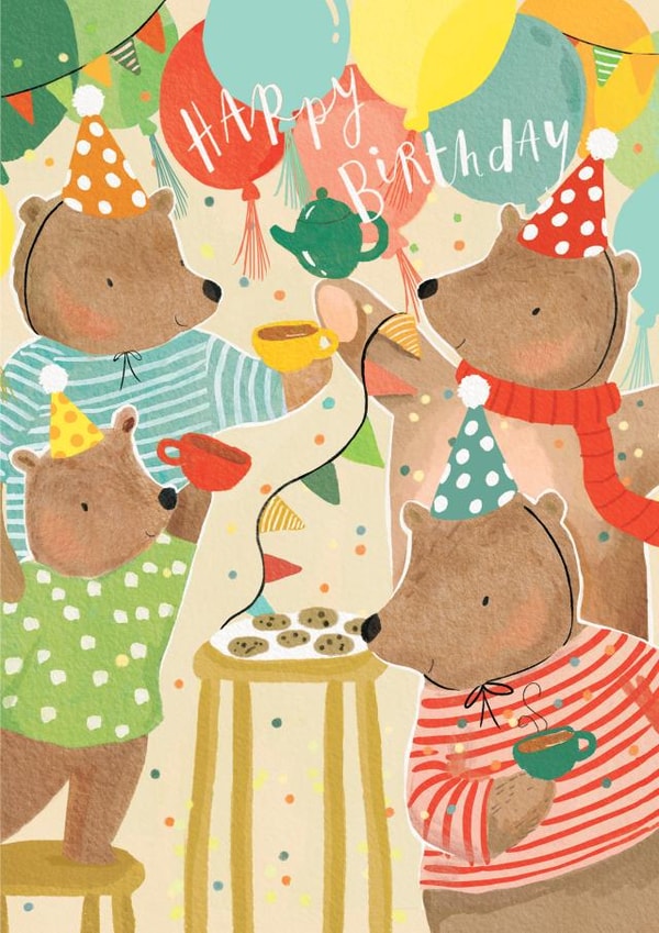 Cute Birthday Card - For Kids - Teddy Bear Tea Party created by Louise Tiler