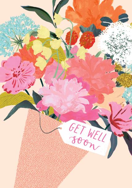 Beautiful Get Well Soon Card - Bunch Of Flowers | thortful