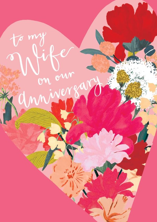 Pretty Anniversary Card - For Wife - Floral Heart | thortful