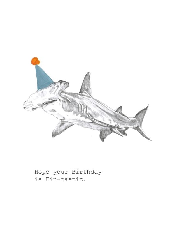 Cute Birthday Card - Party Hat Shark - Under the Sea created by Halle-lula P