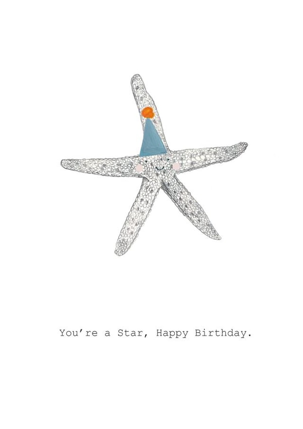 Cute Birthday Card - Party Hat Starfish - Under the Sea created by Halle-lula P