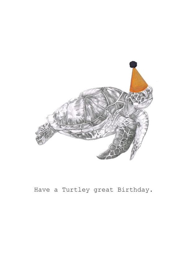 Cute Birthday Card - Party Hat Turtle - Under the Sea created by Halle-lula P