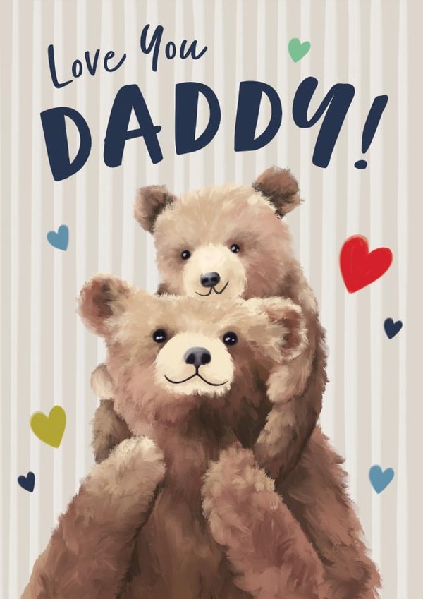 Cute Fathers Day Card - Daddy Bear & Cub -  Love You Daddy created by Debbie Daley Illustrations