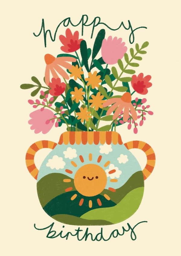 Pretty Birthday Card - Flowers - Sun created by Gemma Pratt