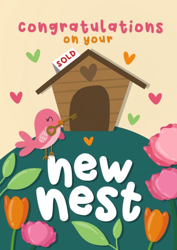 Cute New Home Card - New Nest - Bird House created by Sophie Larsson