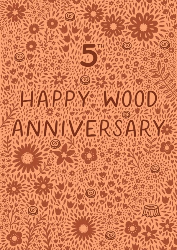 Pretty Anniversary Card - 5th - Wood created by Pear Tree Press