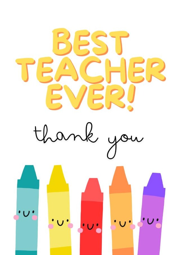 Cute Teacher Card - Thank You - Crayons created by Stephanie Birch-Foster