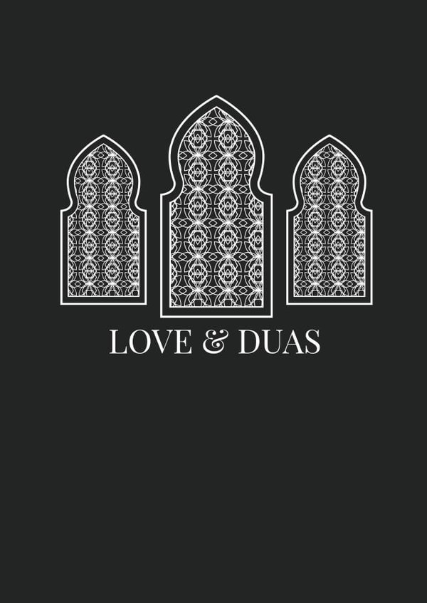 With Love And Duas (prayers) | Pattern Window Frames Monochrome created by Eastern Print Studio