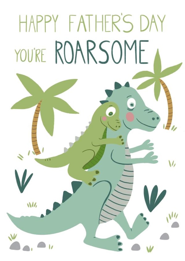 Dinosaur Piggyback - Father’s Day Card for Daddy, Dad or Pops - Funny Pun Card created by @SarahPriceDesigns