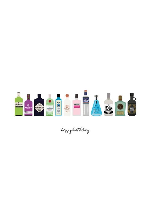 Gin illustration - Birthday card created by two two one design