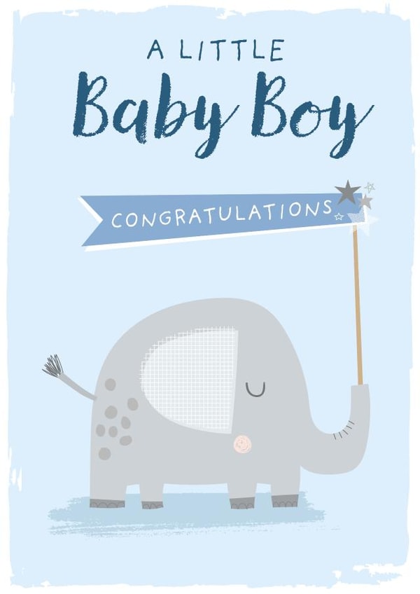 Cute New Baby Card - Baby Boy - Elephant created by Cesca Hoyle