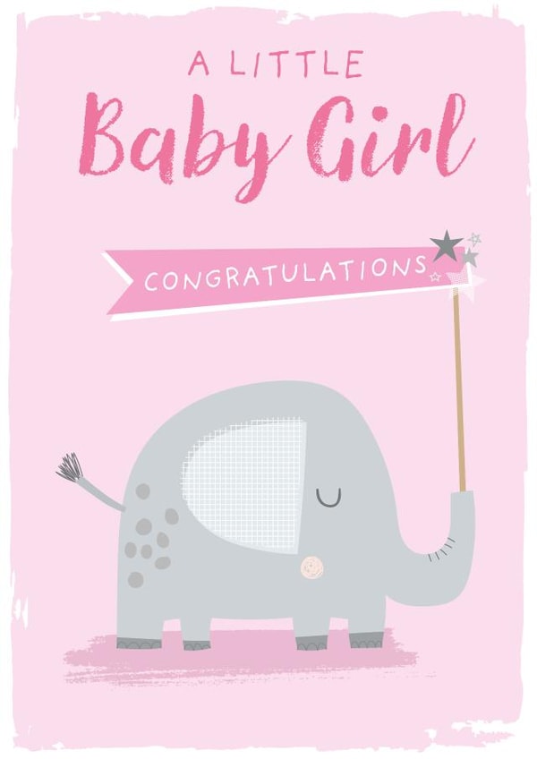 Cute New Baby Card - Baby Girl - Elephant created by Cesca Hoyle