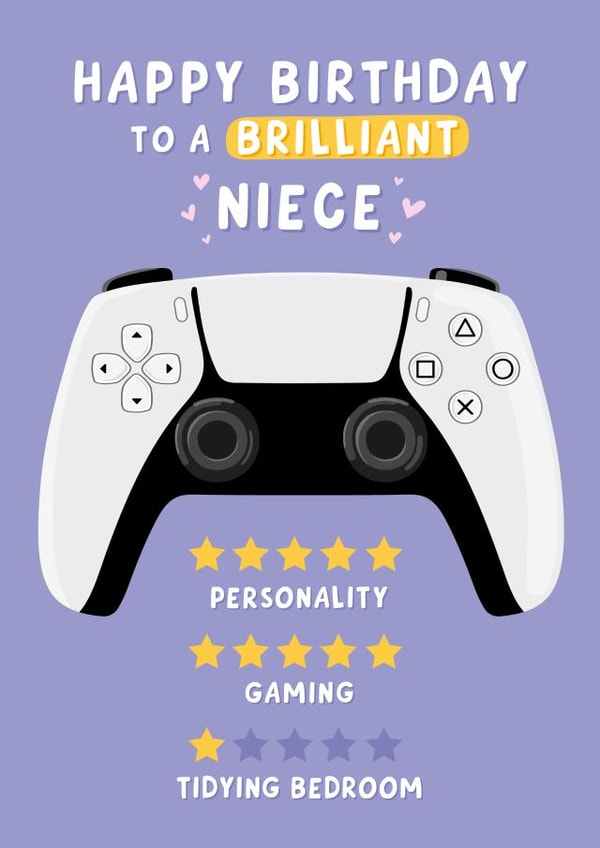 Funny Birthday Card - For Niece - Gamer – Gaming created by Macie Dot Doodles