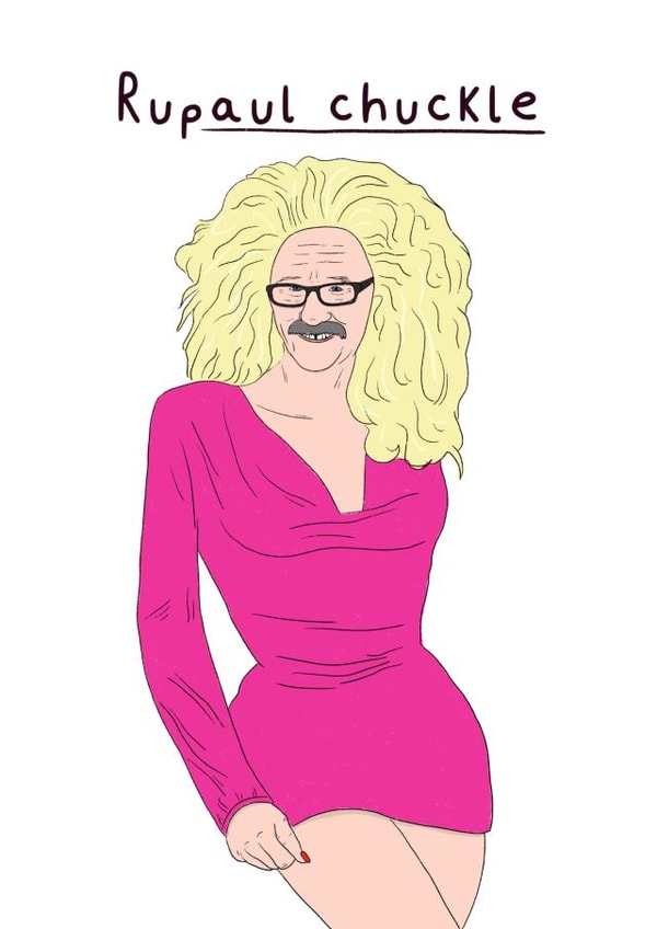 Whimsical Birthday Card - Rupaul Chuckle - Rupaul & Paul Chuckle From The Chuckle Brothers created by Daniel Hills