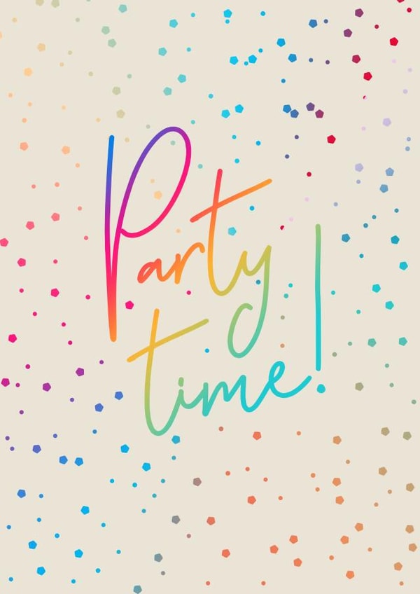 Classic Birthday card - Colourful Party Time Card created by Evie Garnett Designs