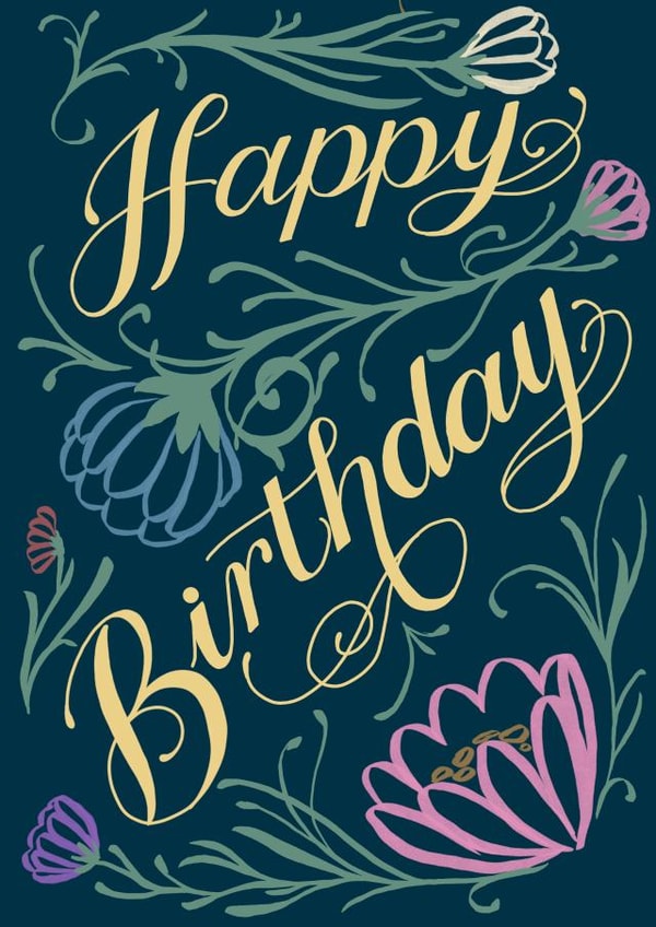 Pretty Birthday Card - For Her - Vintage Floral created by Jake Fox Art
