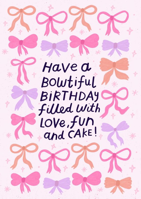Pretty Birthday Card - Ribbons and Bows Pun created by Nikki Miles
