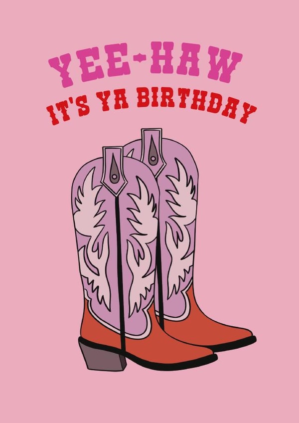 Howdy! Cute Cowgirl Wild West birthday card created by Boldfish Designs