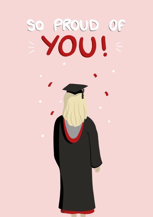 Cute Graduation Card - For Her - Graduating University - Red/Blonde created by NaomiAdamsDesign