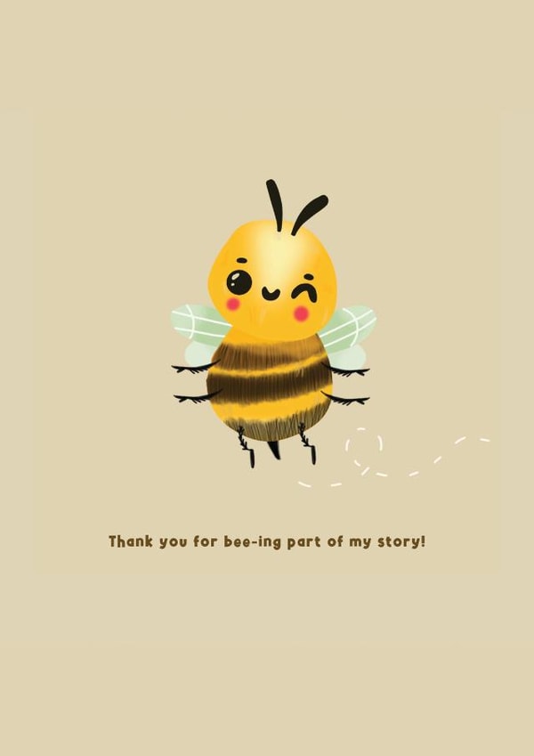 Cute Thank You Card - Friendship - Heartfelt Bee Pun created by Jamie Lindsay