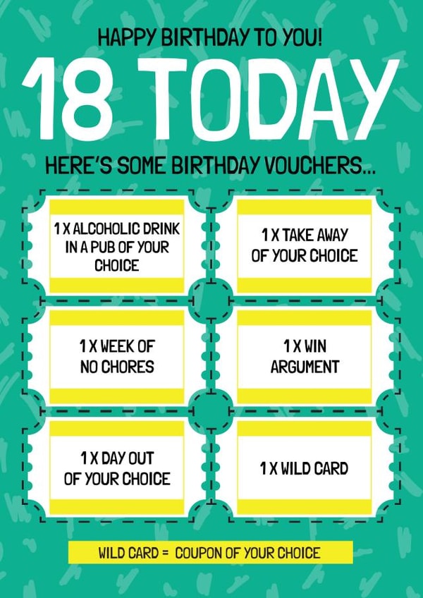 Funny 18th Birthday Card - Voucher Gift - Friend or Sibling created by AbiGoLucky