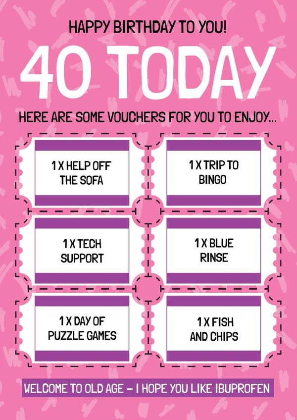 Funny 40th Birthday Card - Voucher Gift - Getting Older created by AbiGoLucky