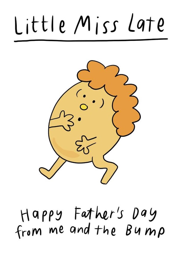 Funny Fathers Day Card - Mr Men - From The Bump - Little Miss Late created by Mr. Men