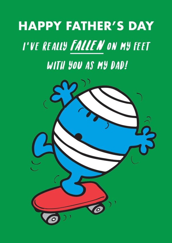 Cute Father’s Day Card - Mr Men - Mr Bump Skateboard created by Mr. Men