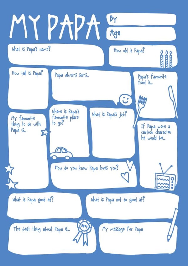 Cute Father's Day Card - For Papa - Fill In The Blanks - Question Keepsake Card created by Bow & Bell