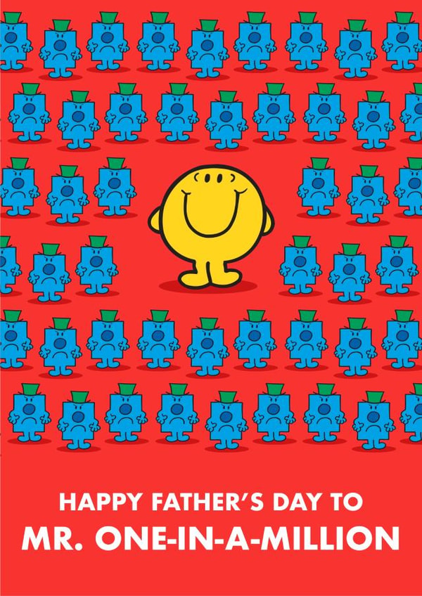 Cute Fathers Day Card - Mr. Happy Card - That's One In A Million Dad created by Mr. Men