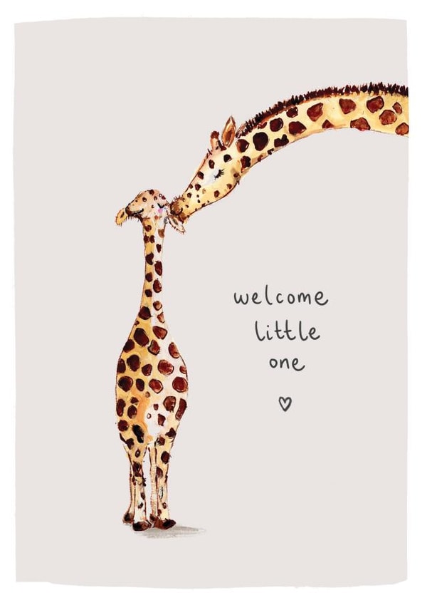 Cute New Baby Card - Giraffes - Welcome Little One created by Louise Mulgrew