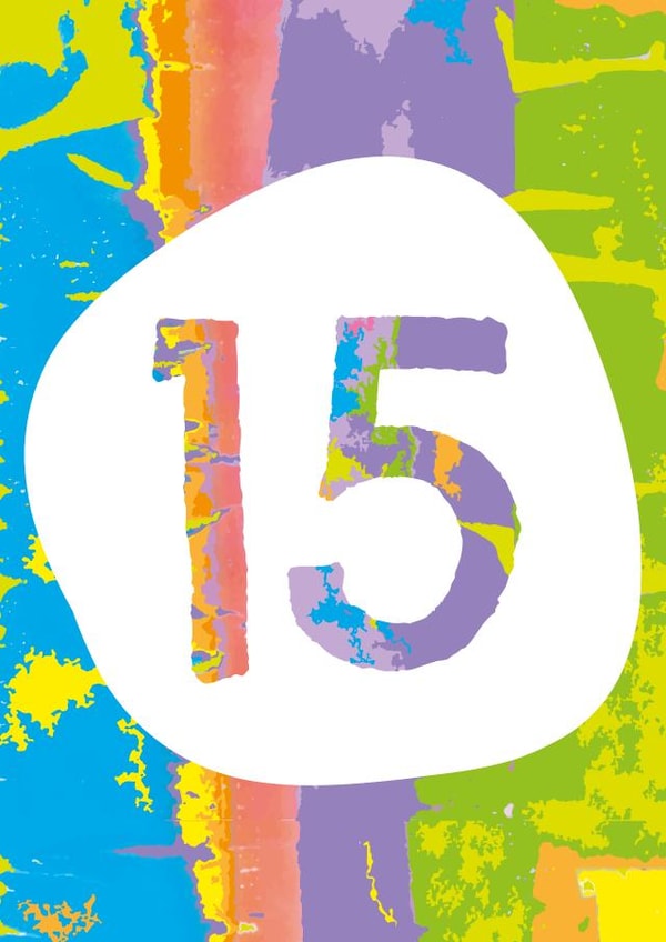 Colourful 15th Birthday Card - Bright Text created by size3art