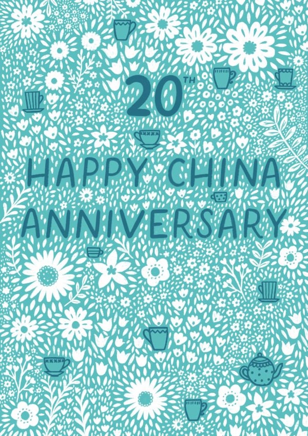 Pretty Anniversary Card - 20th - China Anniversary Floral created by Pear Tree Press