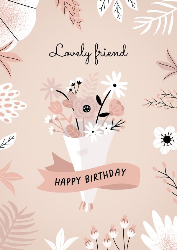 Pretty Birthday Card - For Friend - Floral Bouquet created by Evie Garnett Designs