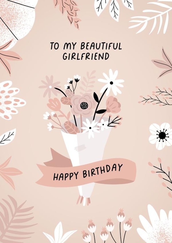 Pretty Birthday Card - For Girlfriend - Floral Bouquet created by Evie Garnett Designs