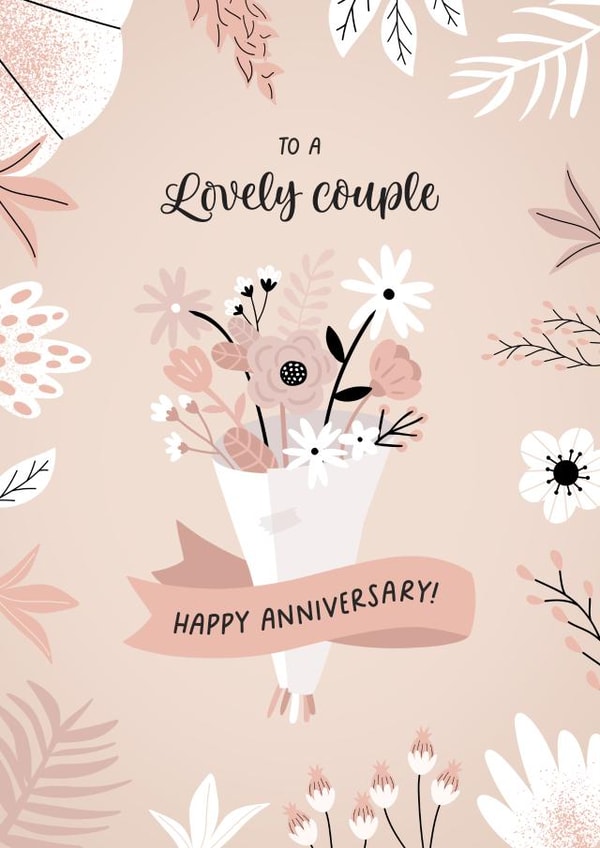 Pretty Anniversary Card - For Couple - Floral Bouquet created by Evie Garnett Designs