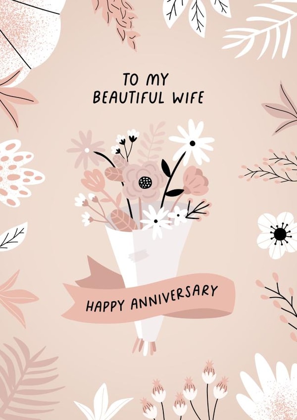 Pretty Anniversary Card - For Wife - Floral Bouquet | thortful