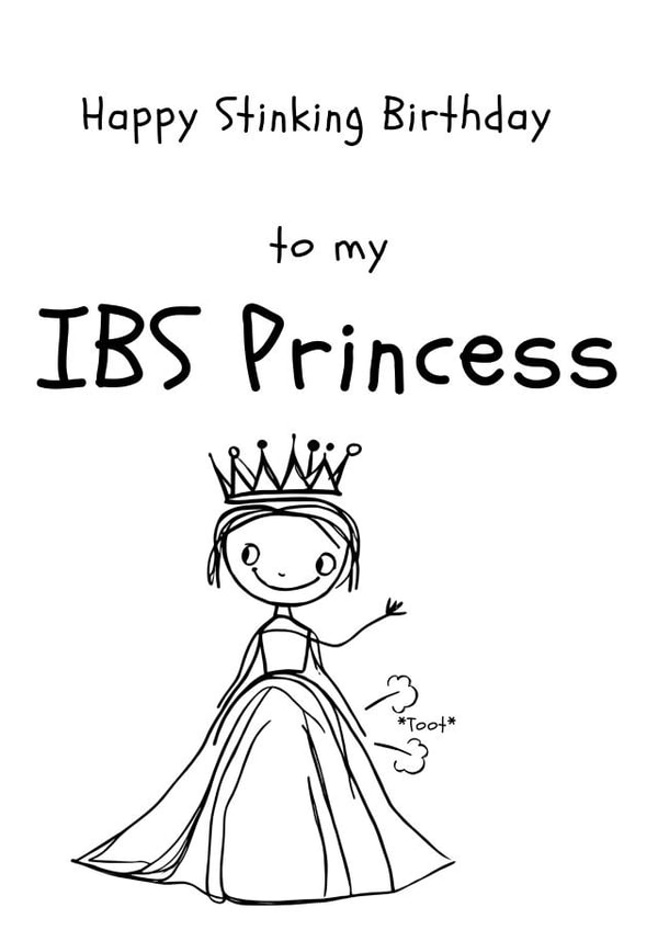 Funny IBS themed Birthday card for girl created by Mark's Cards