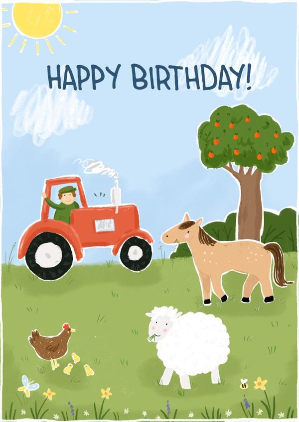 Cute Birthday Card - For Kids - Farm Animals created by By Katie Wells
