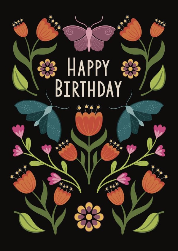 Pretty Birthday Card - Modern Folk Art Botanical - For Her created by Kirsty Miller