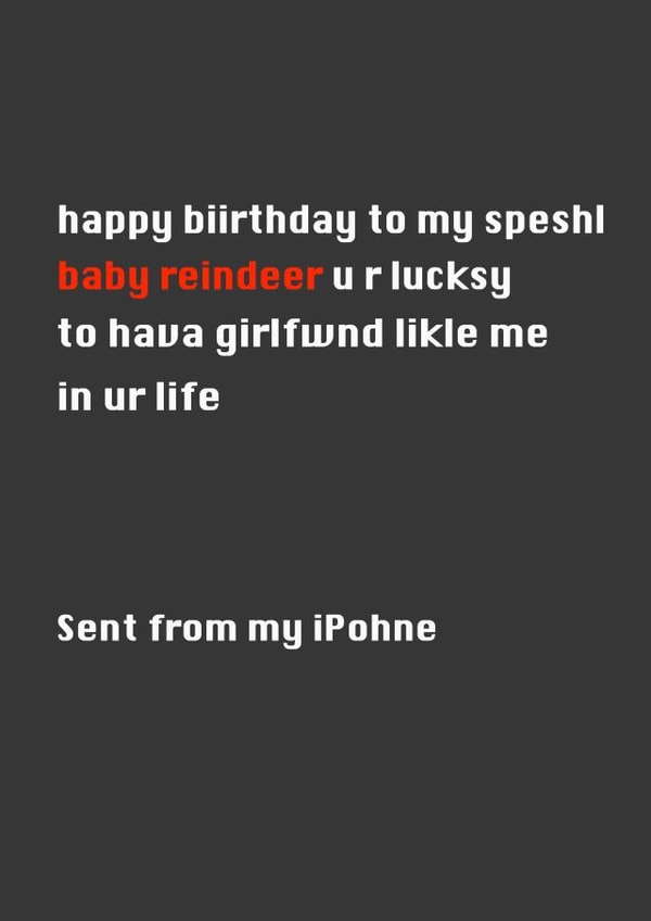 Funny Birthday Card - For Boyfriend - Baby Reindeer created by Silly Billy