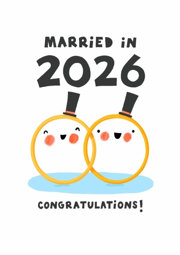 Cute Wedding Card - For Mr and Mr - Married in 2026 - LGBTQ+ created by Nicola Watson