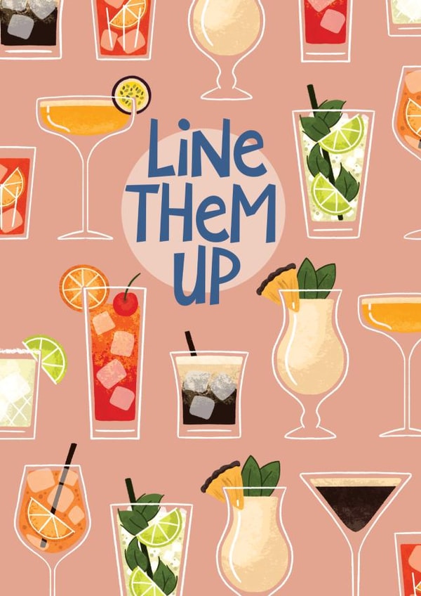 Cocktails Birthday Card - Mojito, Pornstar, Espresso, Martini, Spritz - For Her created by Bev O'Connor || @oconnordesign