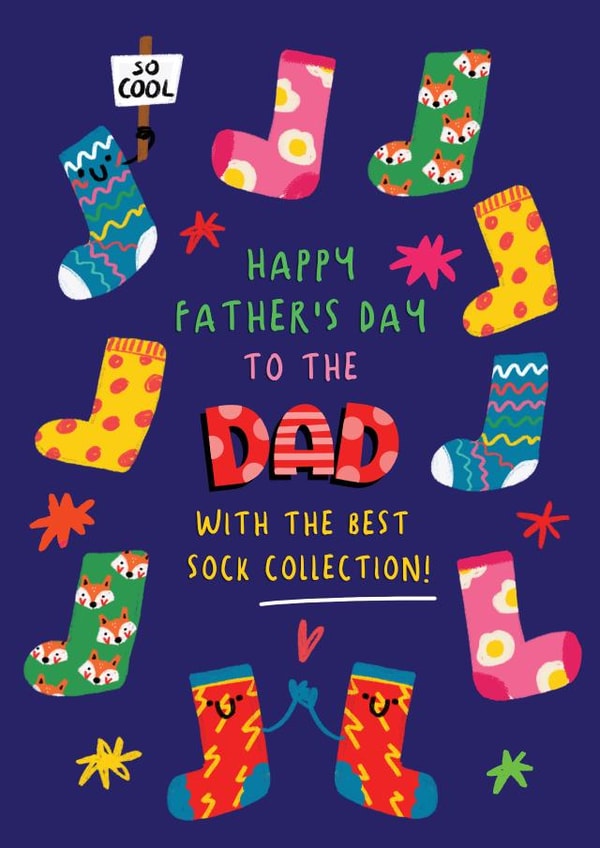 Cute Father's Day Card - Cool Socks - To The Dad With The Coolest Sock Collection created by NICHOLA COWDERY ILLUSTRATIONS