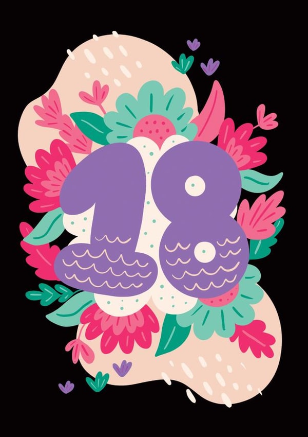 Cute Birthday Card - 18th Birthday - For Her created by Harkiran Kalsi