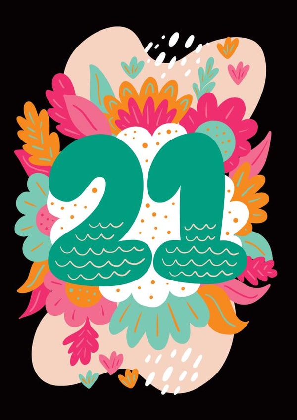 Cute Birthday Card - 21st Birthday - For Her created by Harkiran Kalsi