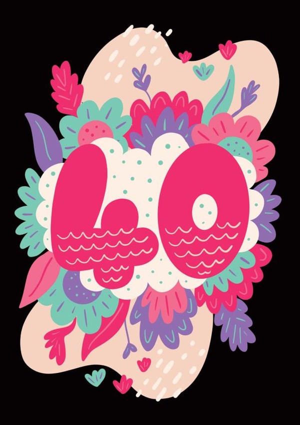 Pretty Birthday Card - 40th Birthday - For Her created by Harkiran Kalsi