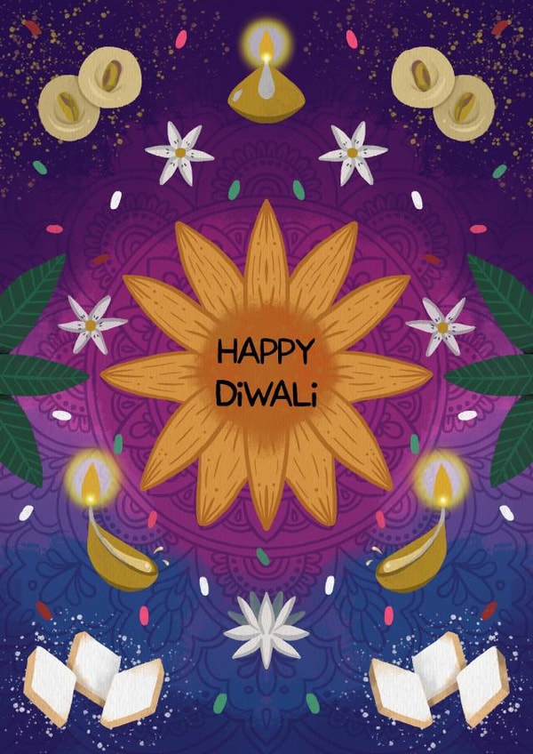 Colourful fun Diwali card for friends or family created by Art by Reebee