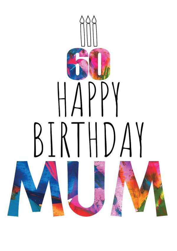 Classic 60th Birthday Card For Mum - Birthday Cake and Candles created by size3art